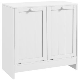Kleankin Laundry Efficiency: White 2-Compartment Tilt-Out Hamper Storage Cabinet