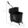 HOMCOM Mop Bucket with Wringer on Wheels 21 Quart Floor Cleaning Black Separate Dirty Clean Water System