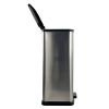 13 Gallon, Plastic Rectangular Step Garbage Bin, Silver