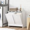 Kleankin Laundry Efficiency: White 2-Compartment Tilt-Out Hamper Storage Cabinet