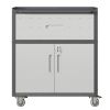 Sturdy and Durable Metal Tool Cabinet for Garage with Wheels - Mobile Heavy-Duty Storage Cabinet with 1 Drawer and 2 Locking Doors