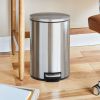 Bathroom Trash Can, 3.1 Gallon, Stainless Steel Round Step on Garbage Bin, Silver